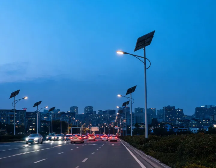 Solar street lighting on a public roadway